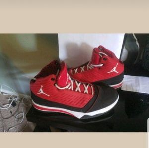 Size 9.5 Red and Black Jordans